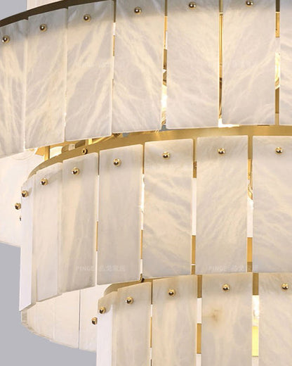 Giant Tiered Alabaster Foyer Chandelier