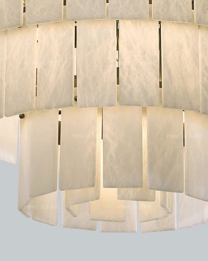 Long Cascading Alabaster Staircase Chandelier