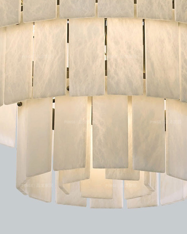 Giant Tiered Alabaster Foyer Chandelier