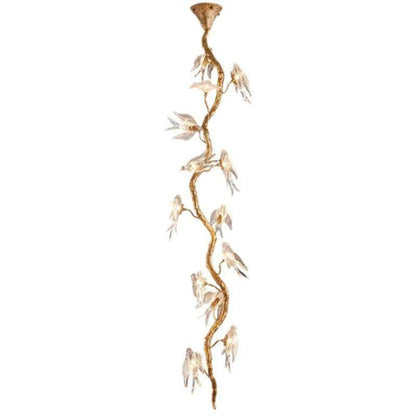 Lucky Bird Glass Tree Branch Chandelier For Staircase