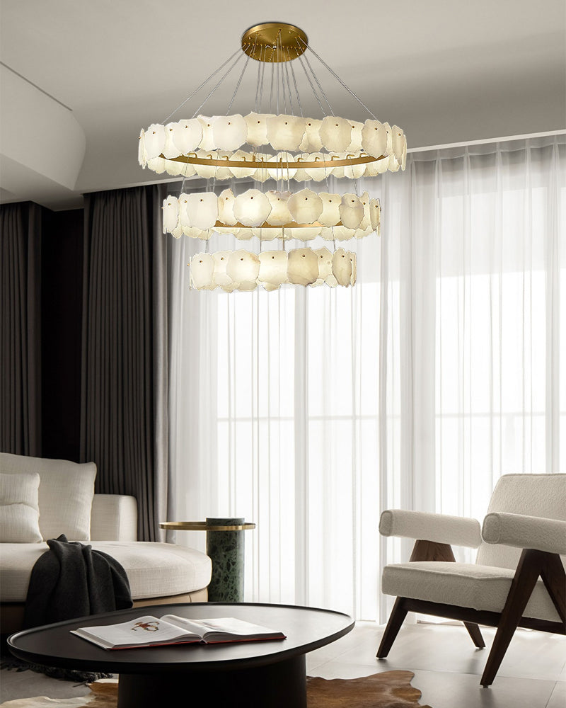 3-Tiered stairwell chandeliers