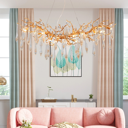 Agnnes Brass Branch Crystal Chandelier