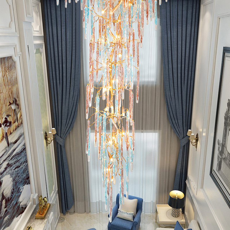 Colorful Crystal Staircase Chandelier