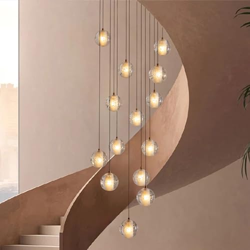 Black Crystal Staircase Chandelier with Adjustable Height and 8 Lights