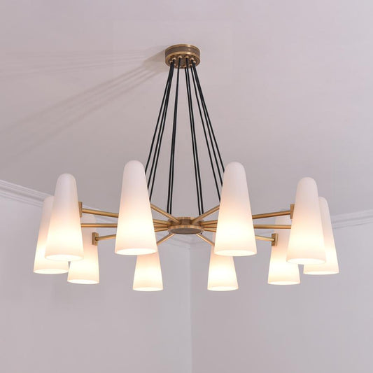 White Ceramics Round Chandelier 44", 10-lights