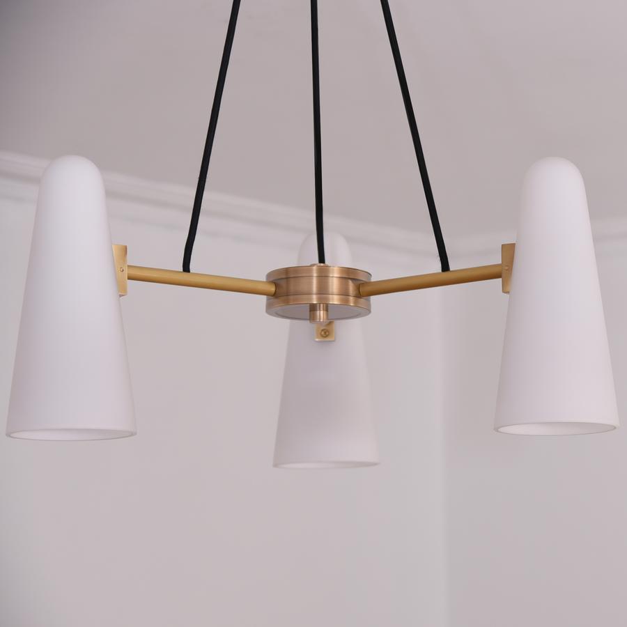 White Ceramics Round Chandelier 32", 3-lights