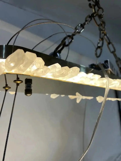 47'' Oval Modern Clear Geode Quartz Crystal Chandelier for Dining Room
