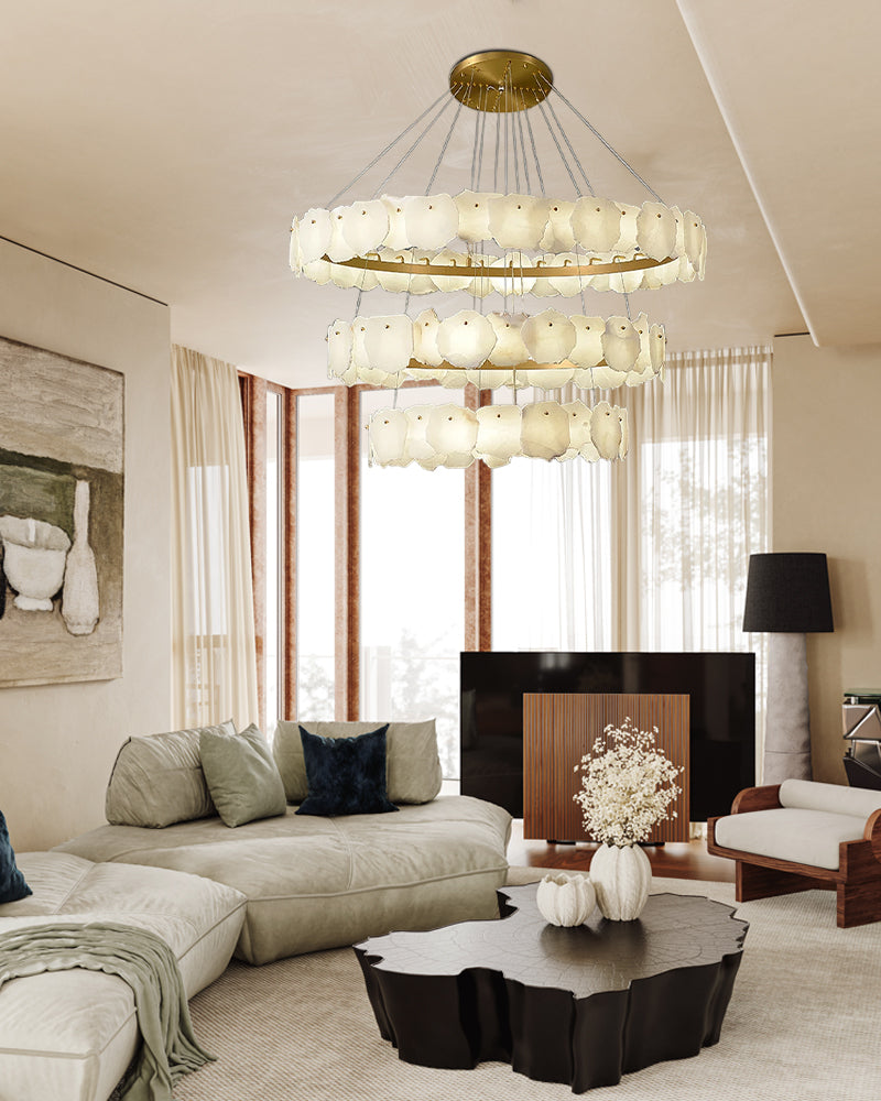 3-Tiered stairwell chandeliers
