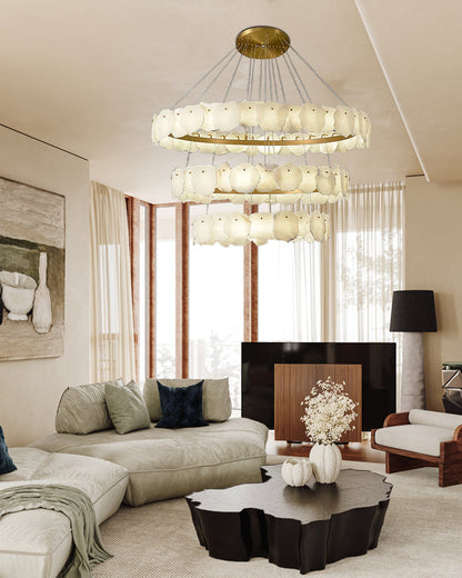 3-Tiered stairwell chandeliers