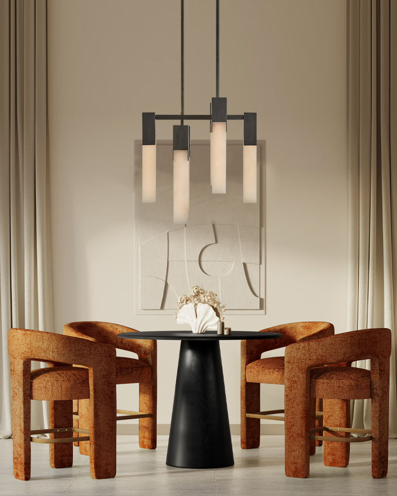 8 Lights Elegance Linear Convet Alabaster Chandelier