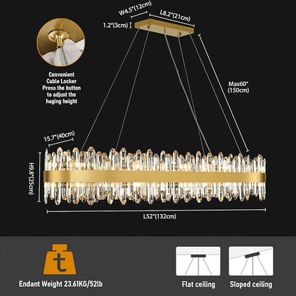 MDEGLYO Modern Crystal Linear Chandelier