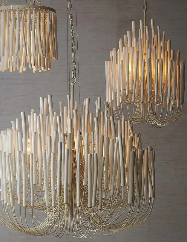 5/6-Light Modern Branch Modeling Chandelier in White or Black for Stylish Interiors