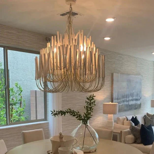 5/6-Light Modern Branch Modeling Chandelier in White or Black for Stylish Interiors