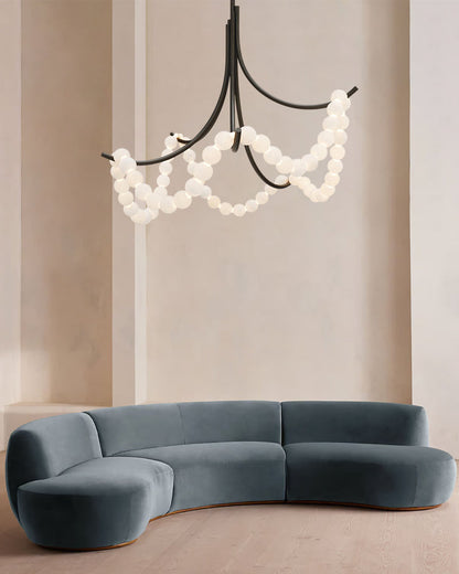 Cluster String Alabaster Beads Semi Flush Chandelier