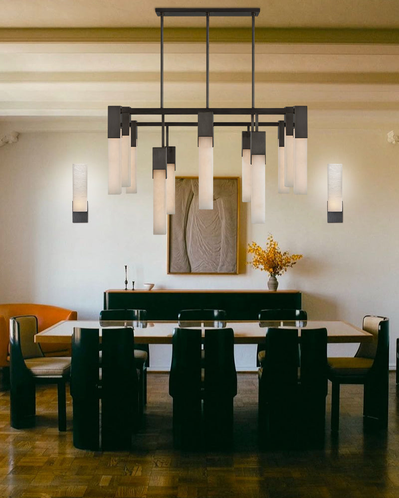 8 Lights Elegance Linear Convet Alabaster Chandelier