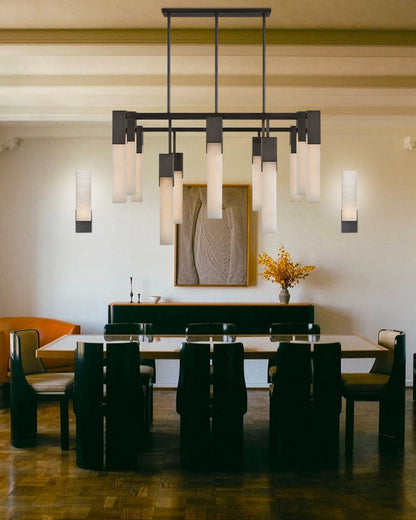8 Lights Elegance Linear Convet Alabaster Chandelier