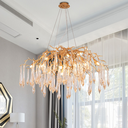 Brass Branch Crystal Agnes Chandelier