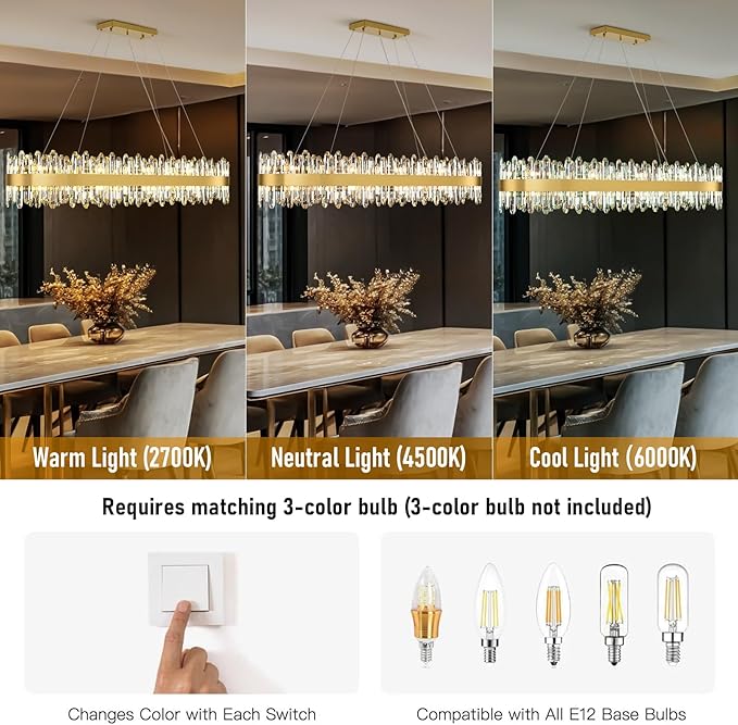 MDEGLYO Modern Crystal Linear Chandelier