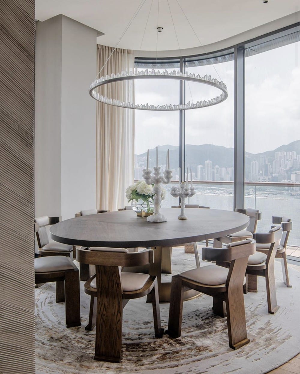 36 Inch Round Brass Modern Geode Quartz Crystal Chandelier