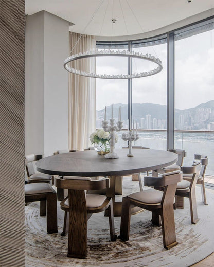 36 Inch Round Brass Modern Geode Quartz Crystal Chandelier