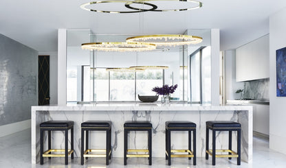 36 Inch Round Brass Modern Geode Quartz Crystal Chandelier