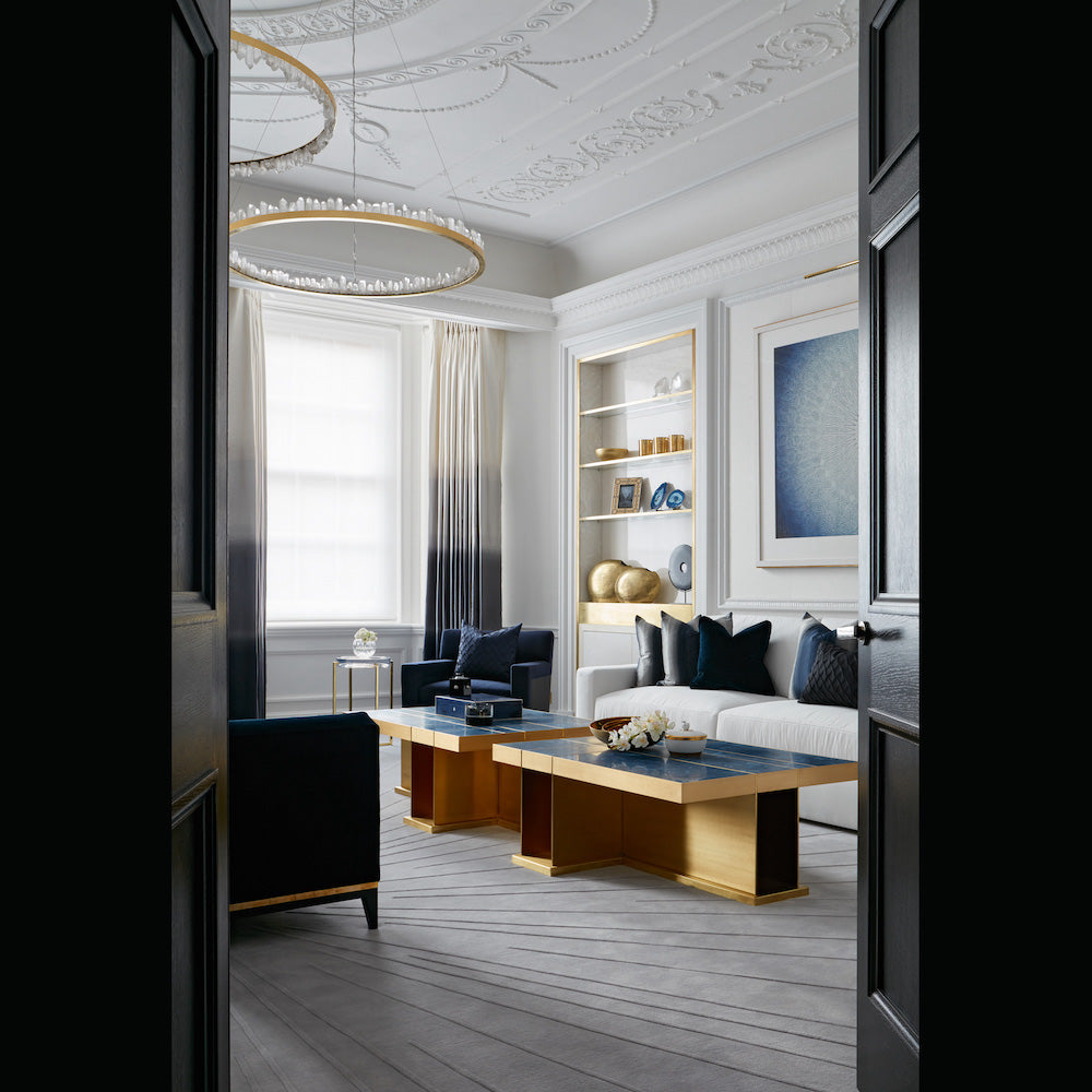 36 Inch Round Brass Modern Geode Quartz Crystal Chandelier