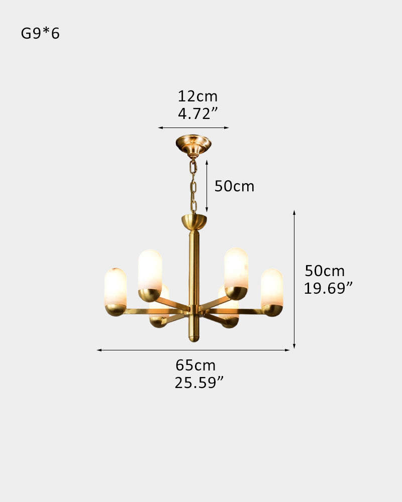 Alabaster Luxury Moonshade Brass Chandelier for dining room