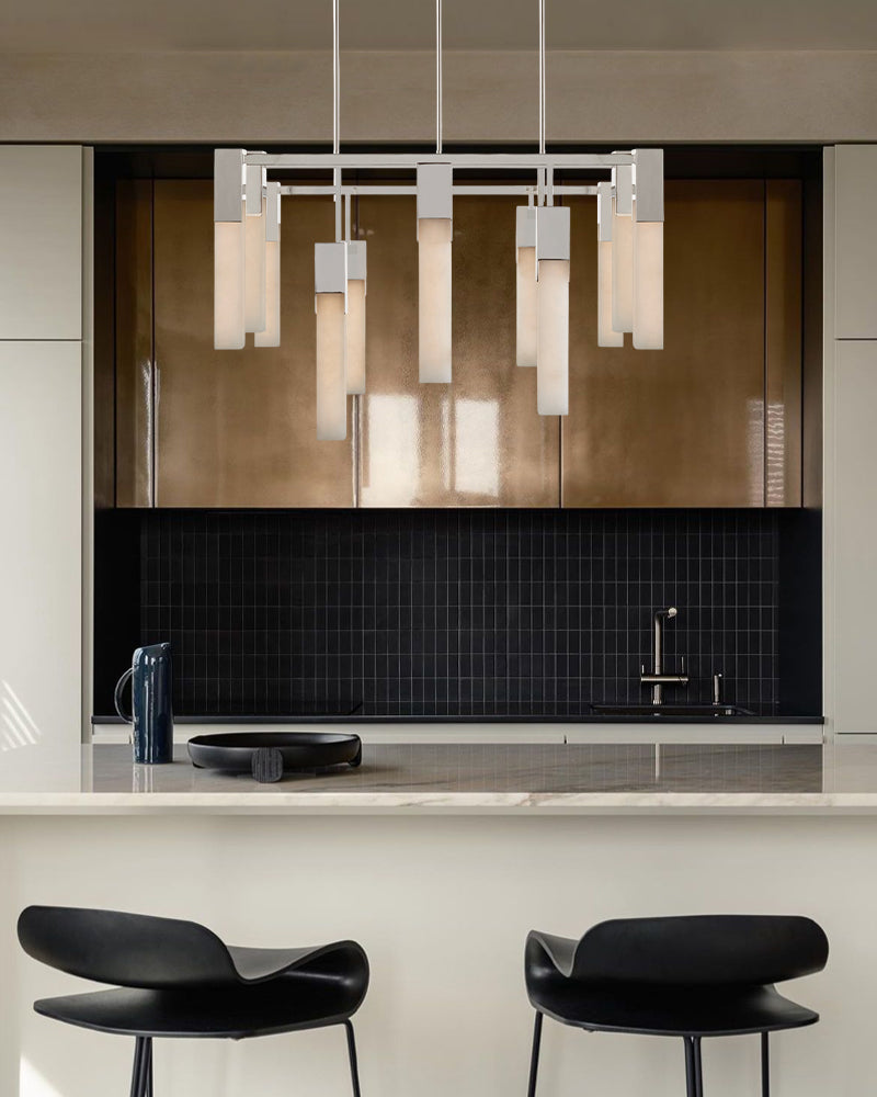 8 Lights Elegance Linear Convet Alabaster Chandelier
