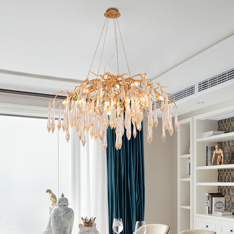 Brass Branch Crystal Agnes Chandelier