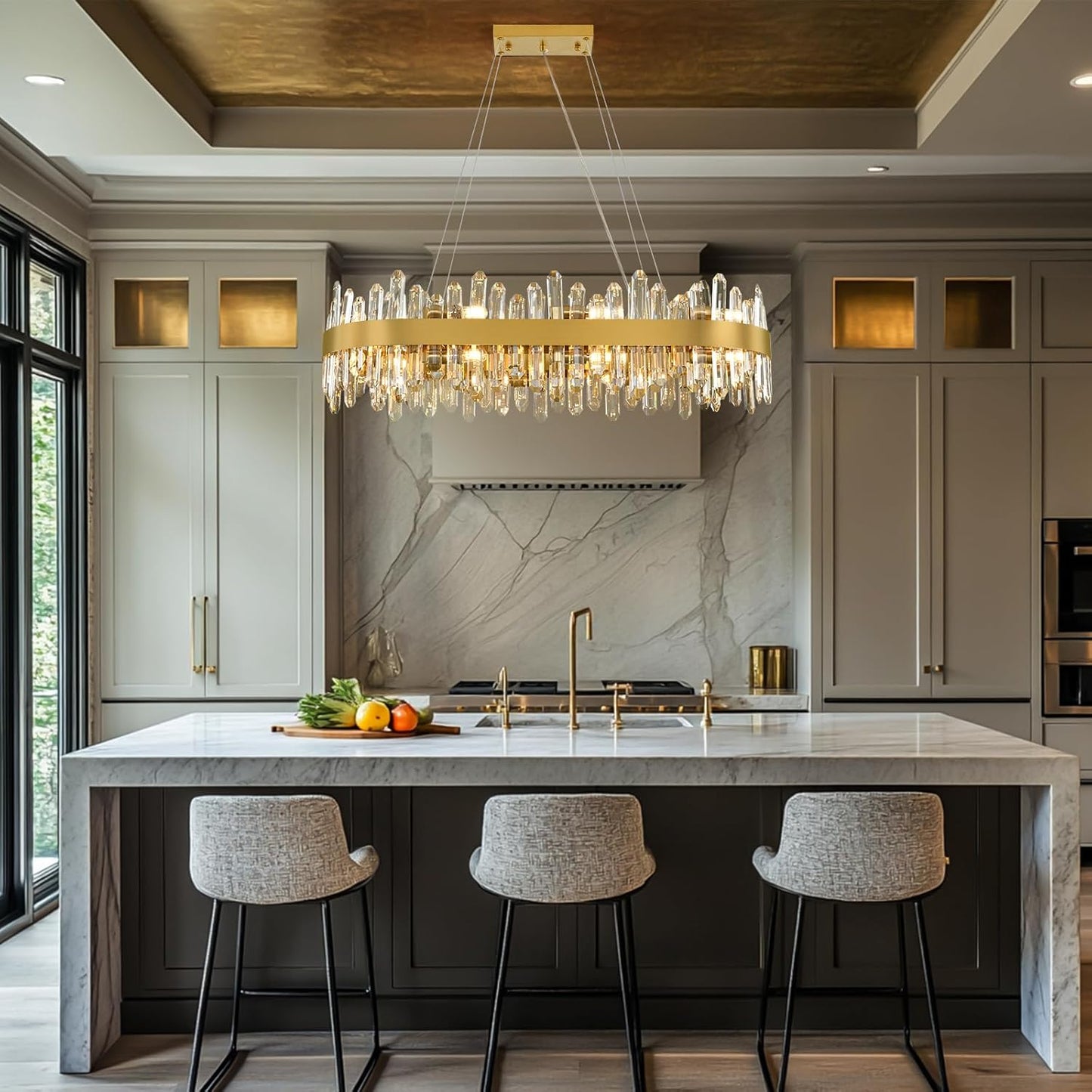 MDEGLYO Modern Crystal Linear Chandelier