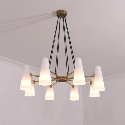 White Ceramics Round Chandelier 36", 8-lights