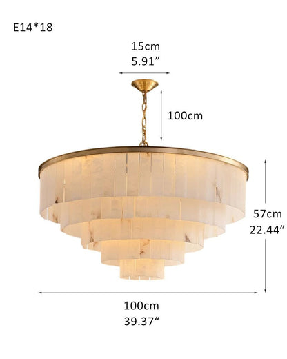 7-Layer Round Alabaster Chandelier lamp black for living room, bedroom, dining room