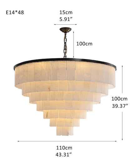 7-Layer Round Alabaster Chandelier lamp black for living room, bedroom, dining room