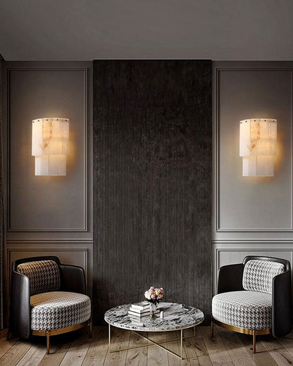 7-Layer Round Alabaster Chandelier lamp black for living room, bedroom, dining room