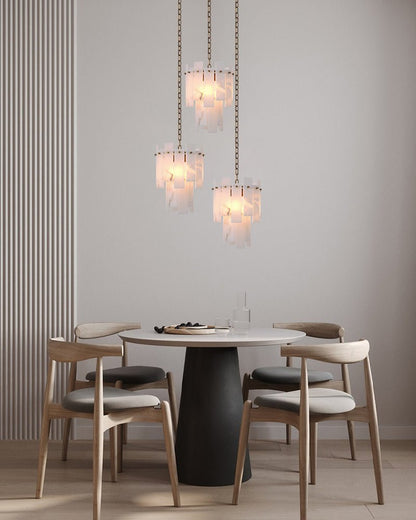 7-light 2-tier Alabaster marble Round Chandelier 13" with adjustable chain 150cm