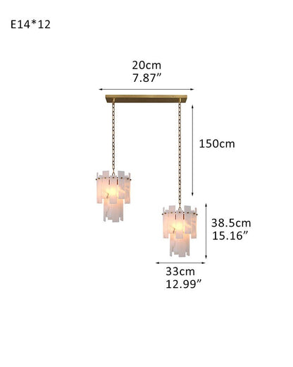 7-light 2-tier Alabaster marble Round Chandelier 13" with adjustable chain 150cm