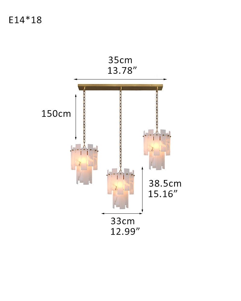 7-light 2-tier Alabaster marble Round Chandelier 13" with adjustable chain 150cm