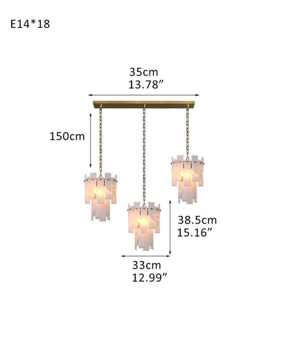 7-light 2-tier Alabaster marble Round Chandelier 13" with adjustable chain 150cm
