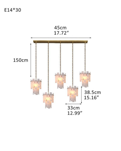 7-light 2-tier Alabaster marble Round Chandelier 13" with adjustable chain 150cm