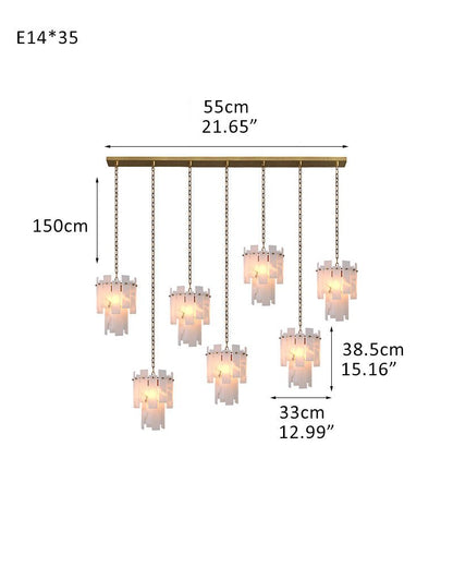 7-light 2-tier Alabaster marble Round Chandelier 13" with adjustable chain 150cm
