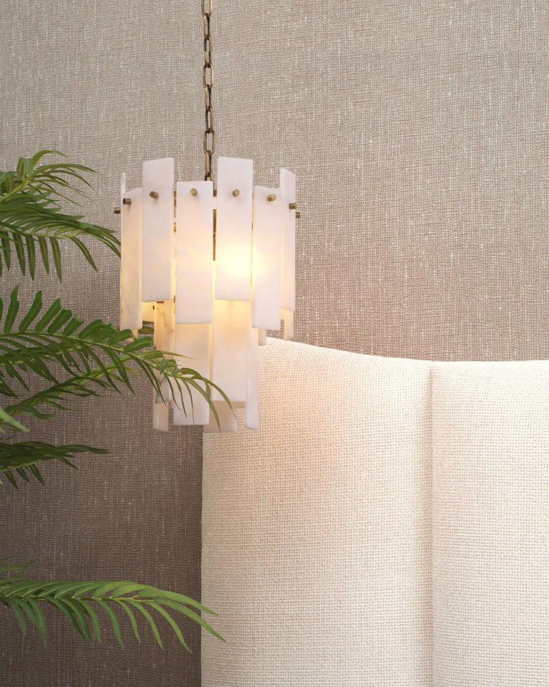 7-light 2-tier Alabaster marble Round Chandelier 13" with adjustable chain 150cm