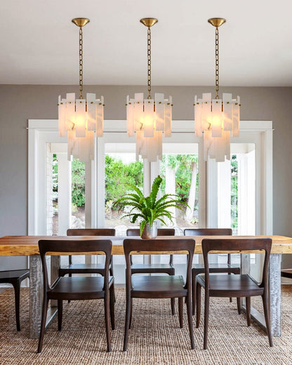 7-light 2-tier Alabaster marble Round Chandelier 13" with adjustable chain 150cm