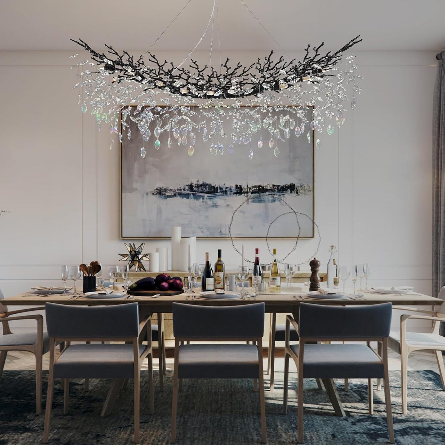 Solara Rectangular Tree Branch Chandelier 55" 72" Tree Branch