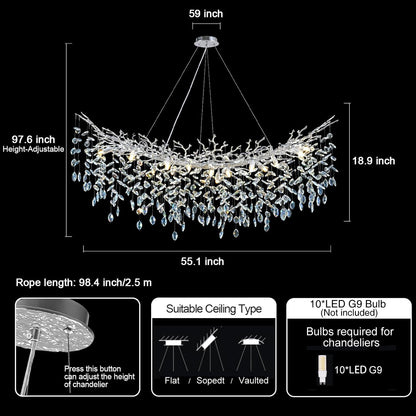 Solara Rectangular Tree Branch Chandelier 55" 72" Tree Branch