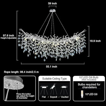 Solara Rectangular Tree Branch Chandelier 55" 72" Tree Branch