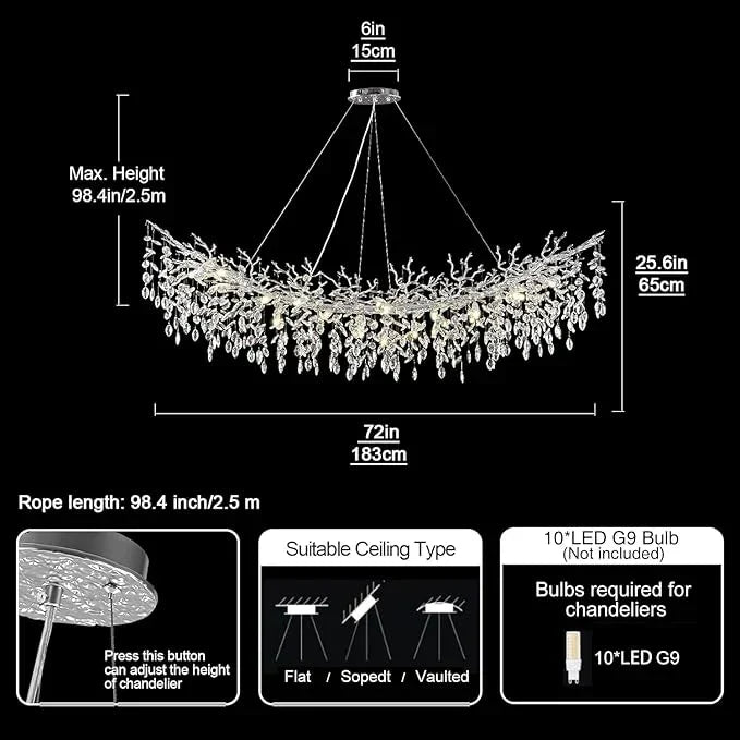 Solara Rectangular Tree Branch Chandelier 55" 72" Tree Branch