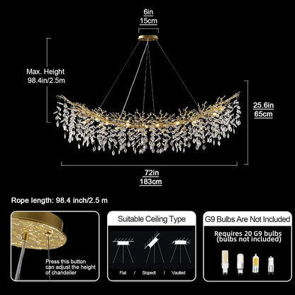 Solara Rectangular Tree Branch Chandelier 55" 72" Tree Branch