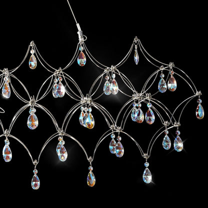 Large Silver Rectangle Crystal Chandelier 49.2" Modern Luxury Raindrop Light