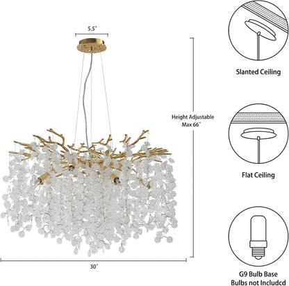 30-Inch Modern Tree Branch Crystal Chandelier for Dining Rooms