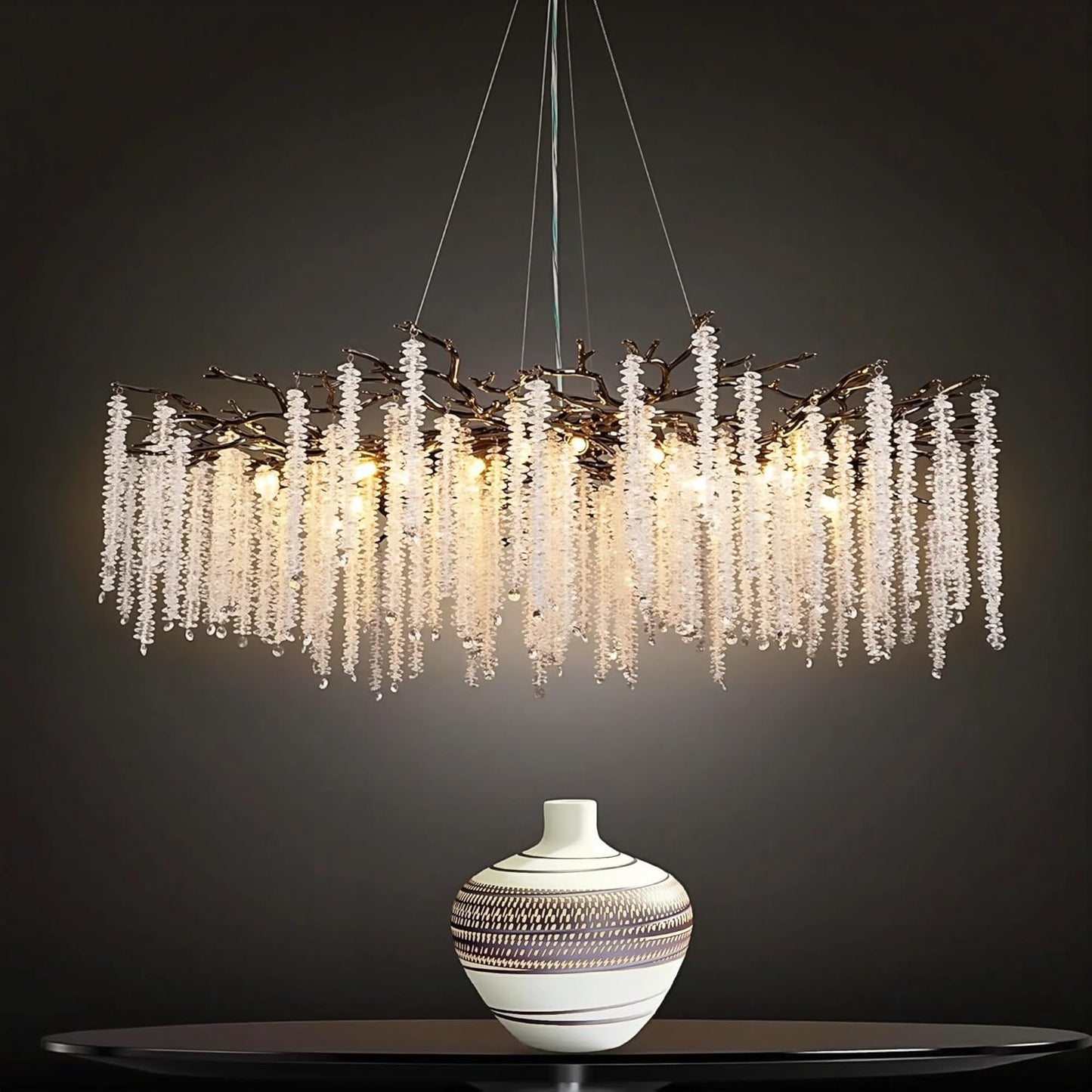 47.2" Black Modern Crystal Chandelier for Dining Rooms